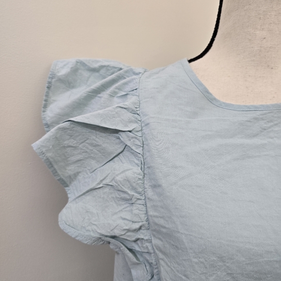 a new day Size Large Flutter Sleeve Crinkle Tank Baby Blue Contemporary Casual - Picture 5 of 16